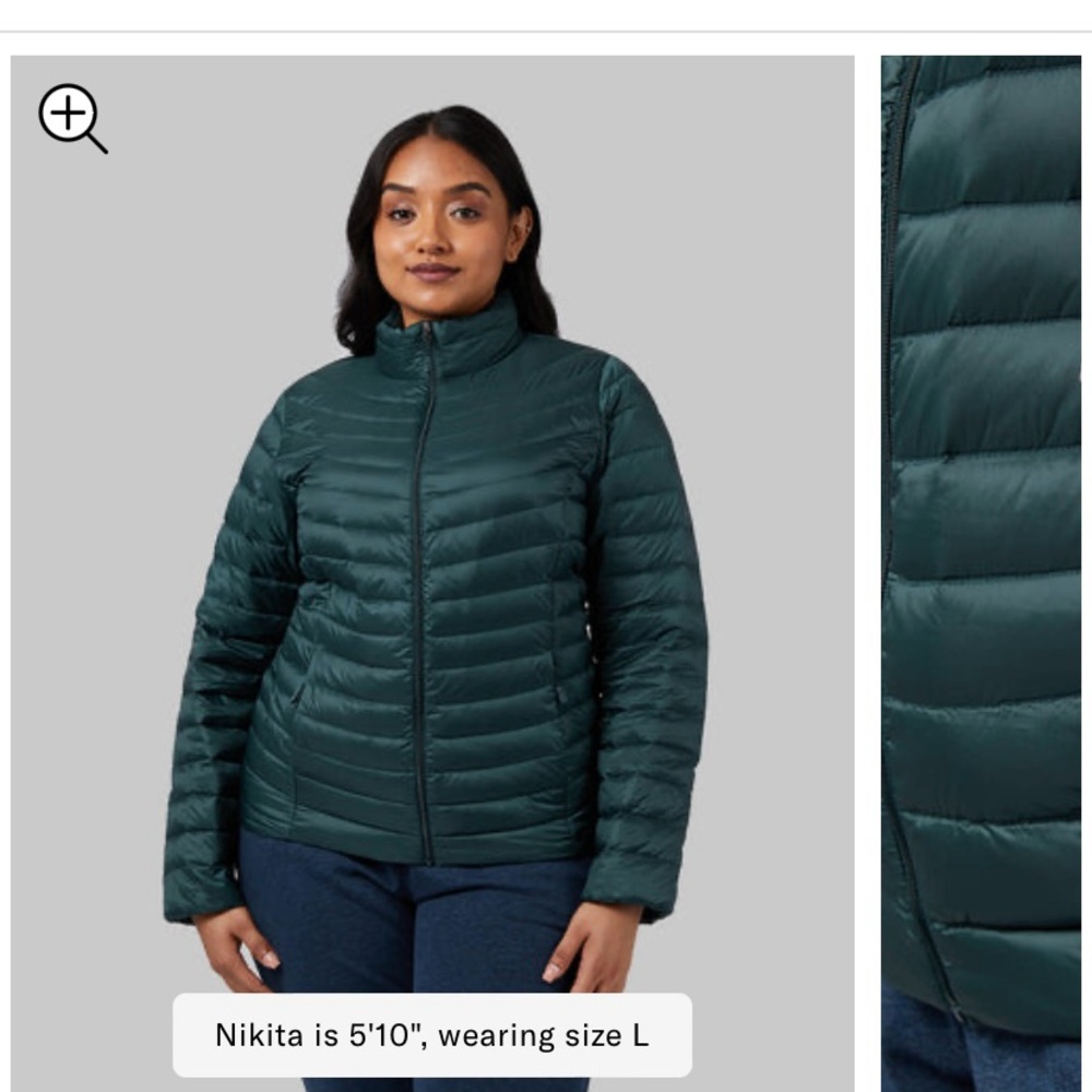 Women’s Ultra-Light Down Packable Green Jacket by 32Degrees, Size XXL NWT
